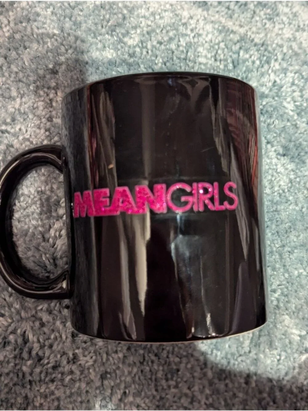 Mean Girls Black Ceramic Mug With Pink Glitter Text